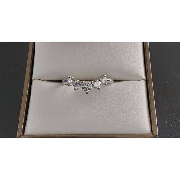 CERTIFIED Five Stone Genuine Moissanite Diamomd Half Eternity Band Ring Sz 8 - Picture 1 of 5